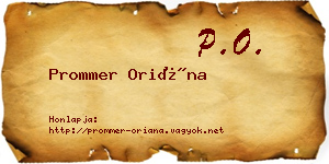 Prommer Oriána névjegykártya